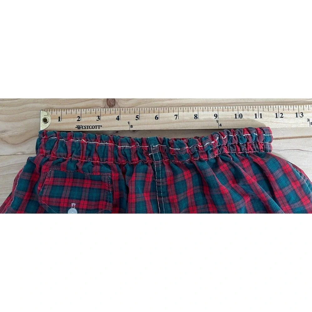 Vintage 50s 60s Campus Swim Shorts Mens S Red Green Plaid Trunks Beach Lined